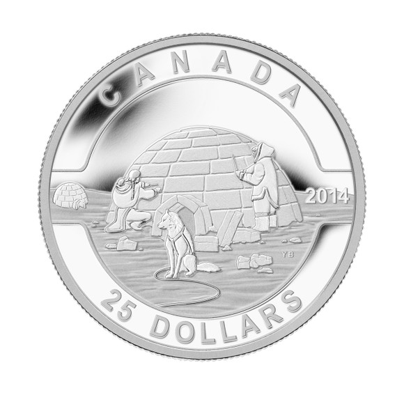 2014 $25 FINE SILVER COIN O CANADA - THE IGLOO