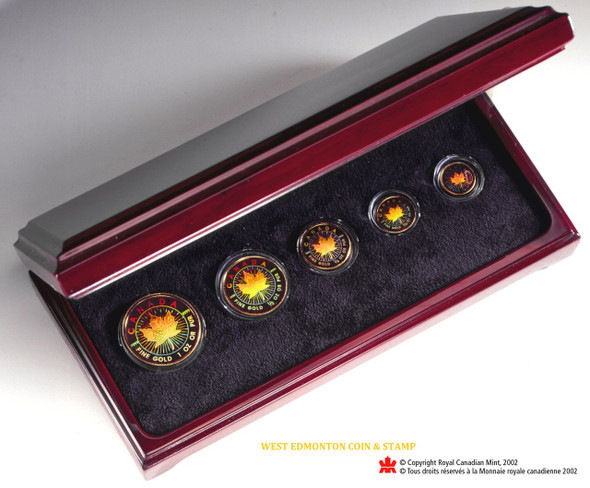 2002 PLATINUM MAPLE LEAF HOLOGRAM 5-COIN SET