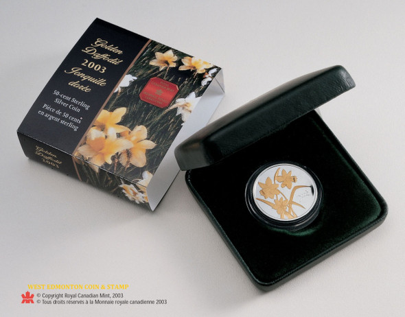 2003 STERLING SILVER & GOLD PLATED 50-CENT COIN - GOLDEN DAFFODIL