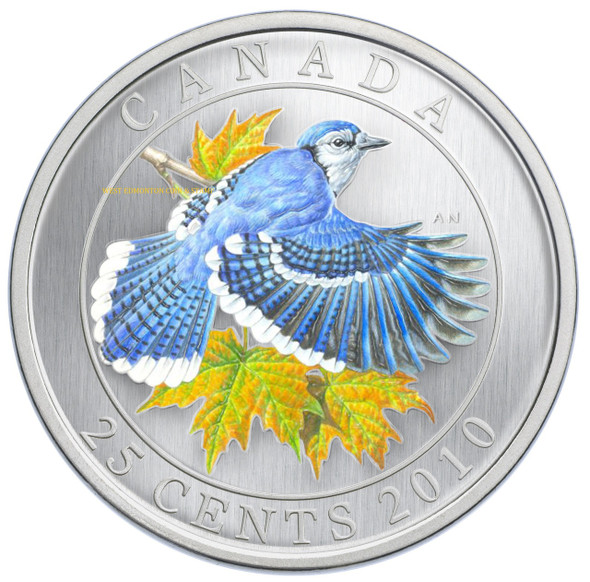 2010 25-CENT COLOURED COIN - BLUE JAY