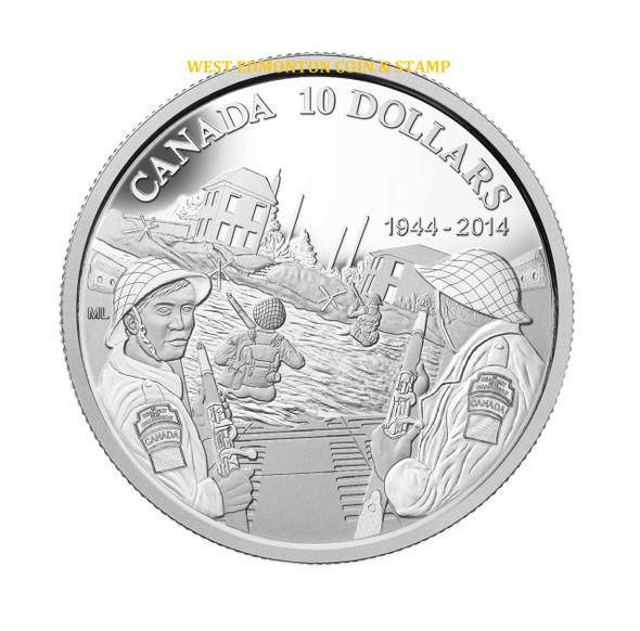 2014 $10 FINE SILVER COIN 70TH ANNIVERSARY OF D-DAY