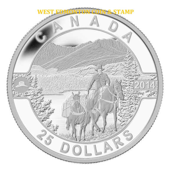 2014 $25 FINE SILVER COIN O CANADA - COWBOY IN THE CANADIAN ROCKIES