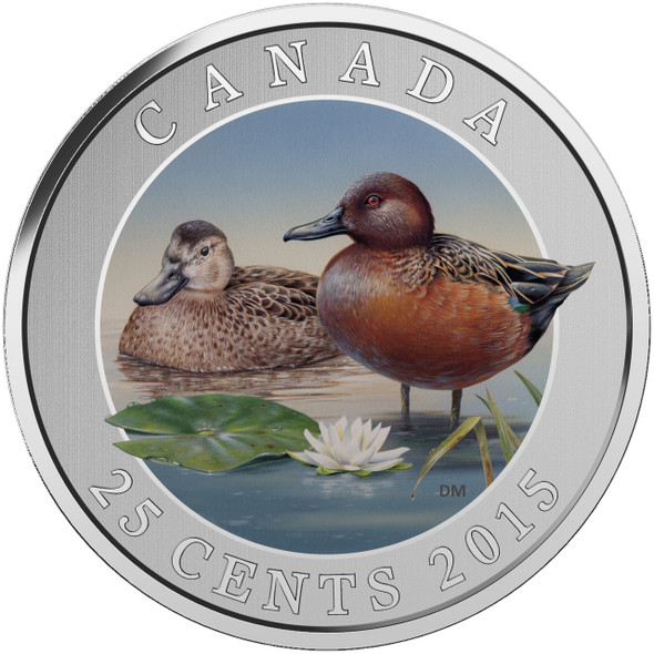 2015 25-CENT COLOURED COIN CINNAMON TEAL