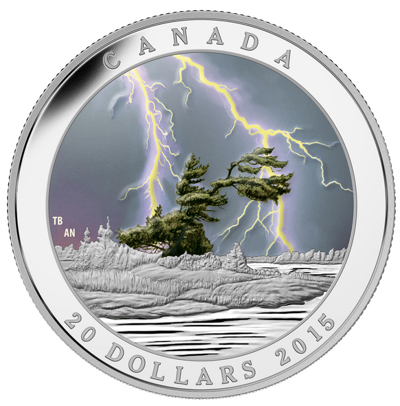 2015 $20 FINE SILVER COIN WEATHER PHENOMENON - SUMMER STORM - INCLUDES BLACK LIGHT FLASHLIGHT