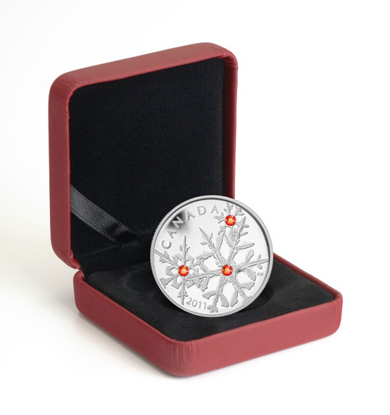 2011 FINE SILVER $20 COIN - CRYSTAL SNOWFLAKE - TOPAZ - West 2011 FINE SILVER $20 COIN - CRYSTAL SNOWFLAKE - TOPAZ - West