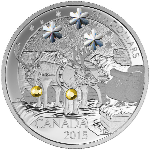 2015 $20 FINE SILVER COIN - HOLIDAY REINDEER