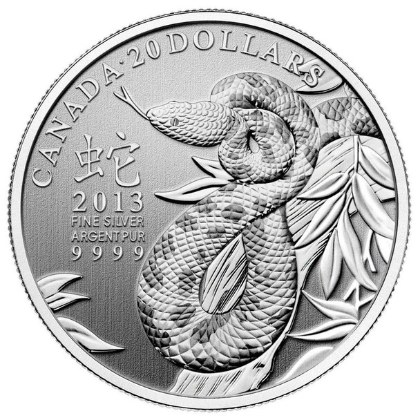 2013 $20 FINE SILVER COIN - YEAR OF THE SNAKE