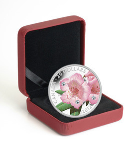 NIUE. 2013 銀貨 April 保証書付き スワロフスキー 2012 $20 FINE SILVER COIN - RHODODENDRON WILDFLOWER - SWAROVSKI