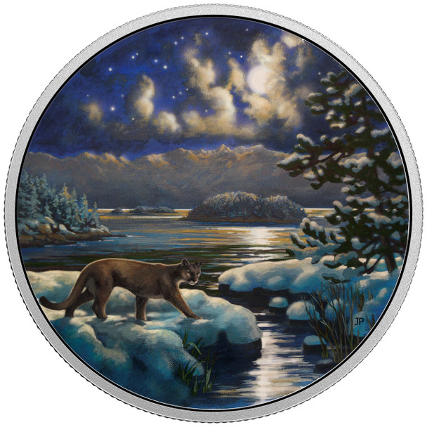 2017 $30 FINE SILVER COIN ANIMALS IN THE MOONLIGHT: COUGAR