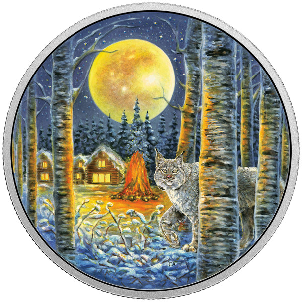 2017 $30 FINE SILVER COIN ANIMALS IN THE MOONLIGHT: LYNX