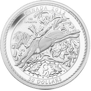 2012 5OZ $50 PURE SILVER COIN - 100 YEARS OF THE CALGARY STAMPEDE