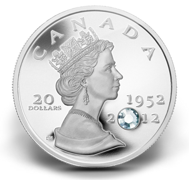 2012 FINE SILVER COIN WITH CRYSTAL - THE QUEEN'S DIAMOND JUBILEE