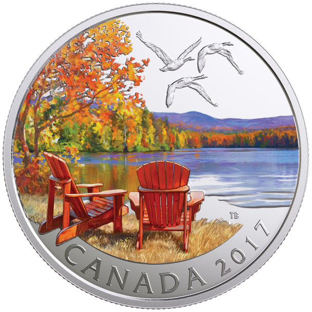 2017 $10 FINE SILVER COIN AUTUMN'S PALETTE (SLIGHT TONING)