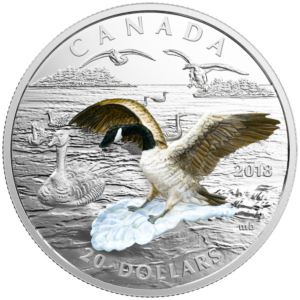 2018 $20 FINE SILVER COIN – THREE-DIMENSIONAL APPROACHING CANADA GOOSE