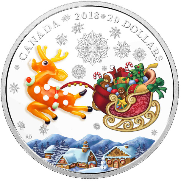 2018 $20 FINE SILVER COIN HOLIDAY REINDEER