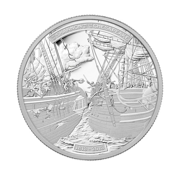 2013 $50 FINE SILVER COIN - HMS SHANNON & USS CHESAPEAKE