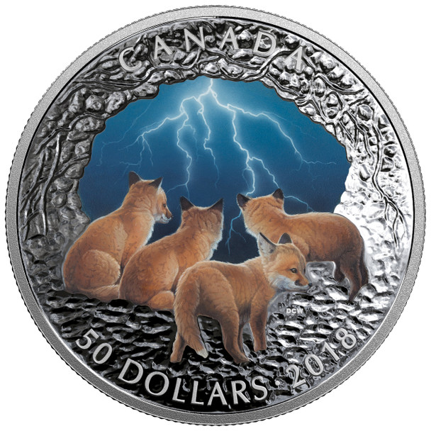 2018 $50 FINE SILVER COIN NATURE'S LIGHT SHOW: STORMY NIGHT