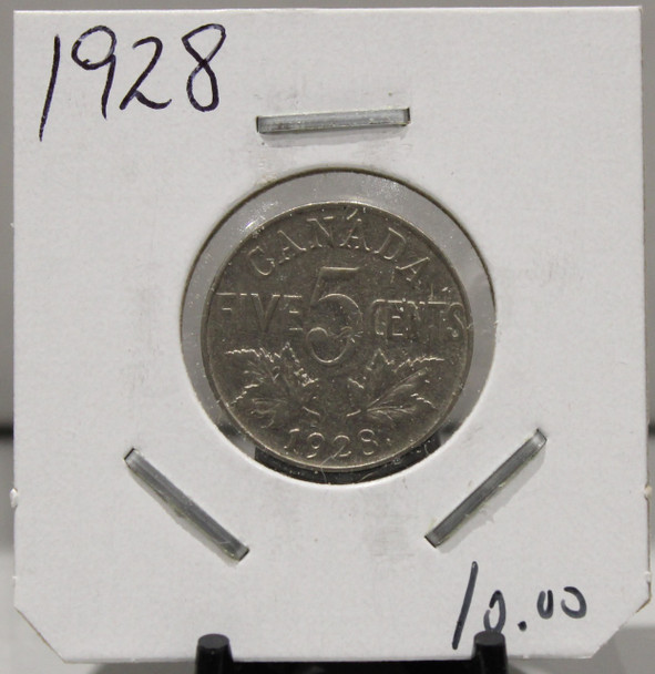 1928 CANADIAN FIVE-CENT - UNGRADED - AS PICTURED