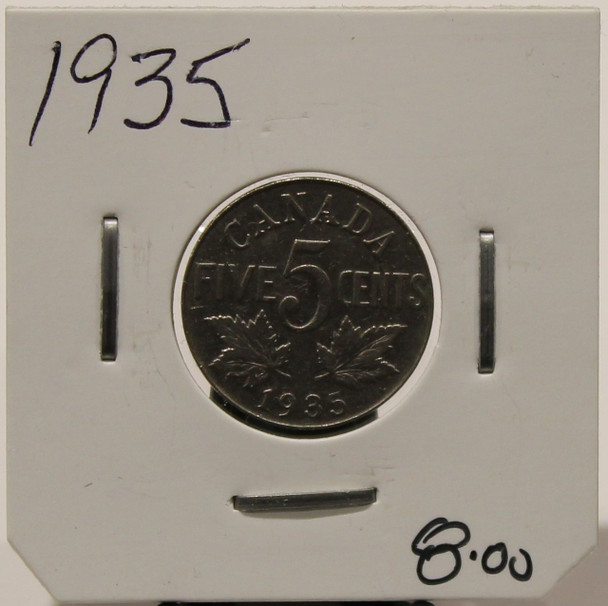 1935 CANADIAN FIVE - CENT - UNGRADED - AS PICTURED