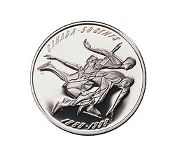 1998 STERLING SILVER 50-CENT PIECE - FIRST OFFICIAL FIGURE SKATING CHAMPIONSHIPS
