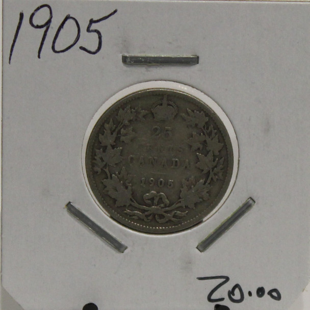 1905 CIRCULATION 25-CENT COIN - UNGRADED - AS PICTURED