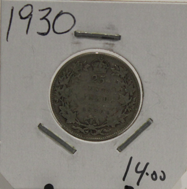 1930 CIRCULATION 25-CENT COIN - UNGRADED - AS PICTURED