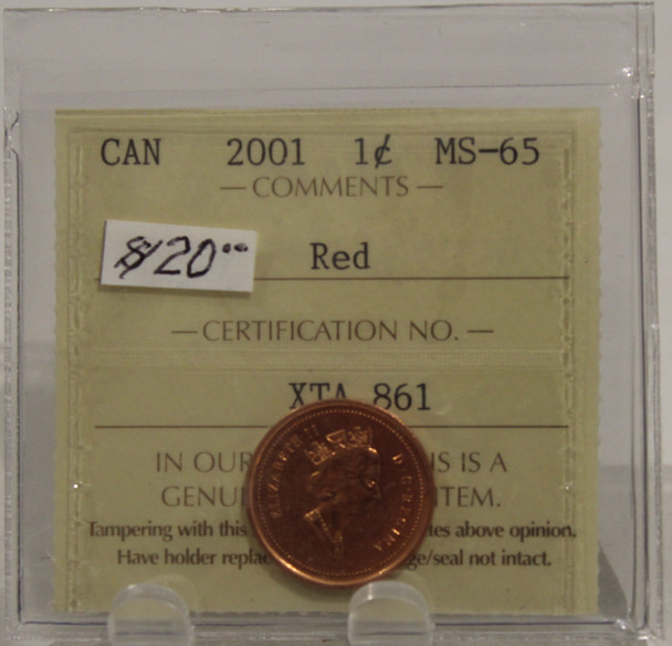 2001 CIRCULATION ONE-CENT COIN - RED - MS-65