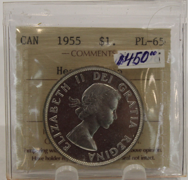 1955 CIRCULATION $1 COIN - HEAVY CAMEO - PL65