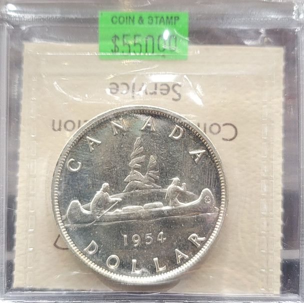 1954 CANADA CIRCULATION SILVER DOLLAR PL-65 HEAVY CAMEO