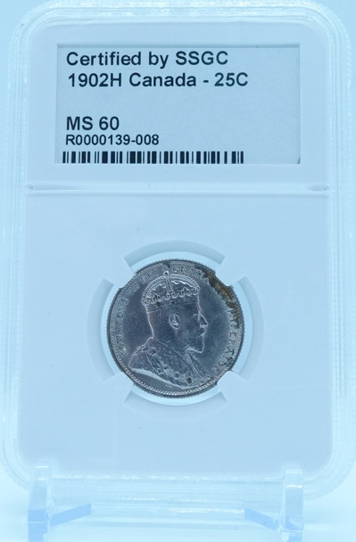 1902H 25 CENT CANADA – MS 60 - GRADED