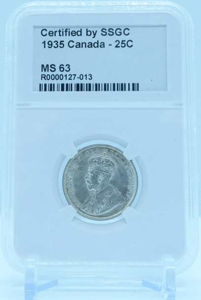 1935 25 CENT CANADA – MS 63 - GRADED