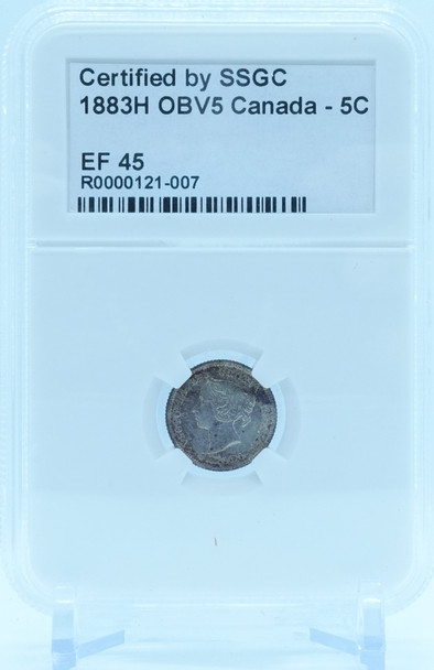 1883H 5 CENT CANADA OBV5 – EF 45 – GRADED 