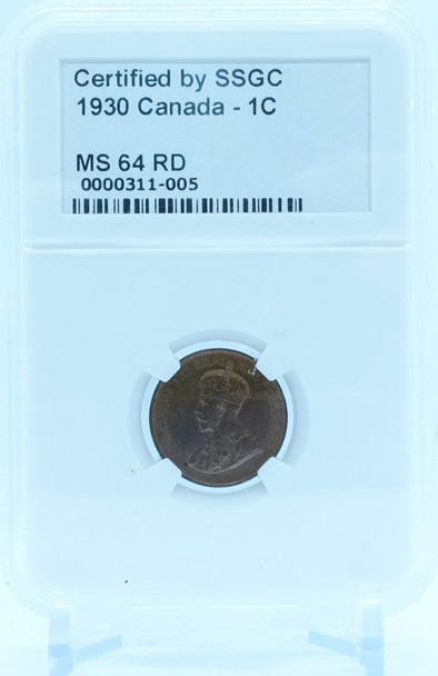 1930 1 CENT CANADA – MS 64 RD – GRADED