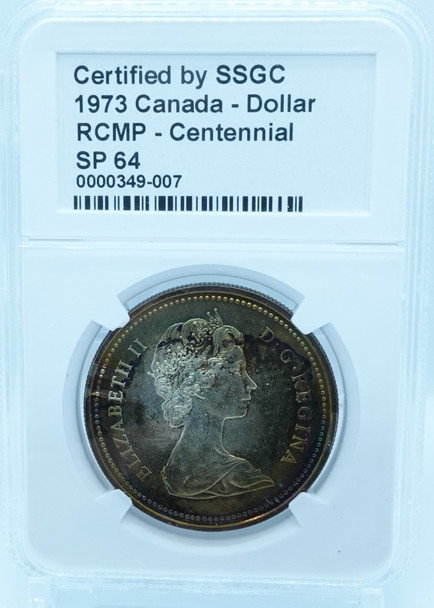 1973 DOLLAR CANADA RCMP – CENTENNIAL – SP 64 – GRADED (349-007)