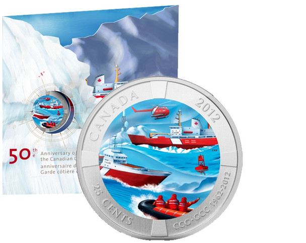 2012 50TH ANNIVERSARY OF THE CANADIAN COAST GUARD 25 CENT COIN