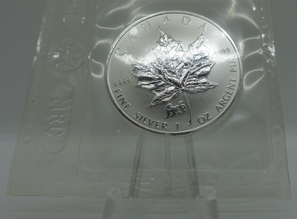 1998 $5 FINE SILVER MAPLE LEAF: TIGER PRIVY