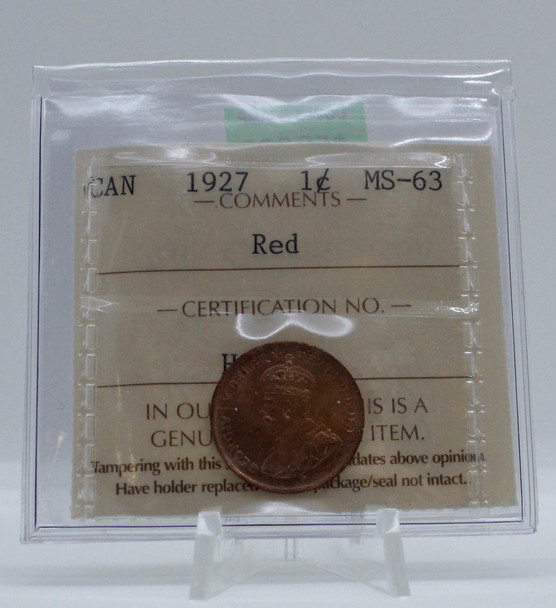 1927 CIRCULATION CANADIAN 1-CENT MS-63 RED