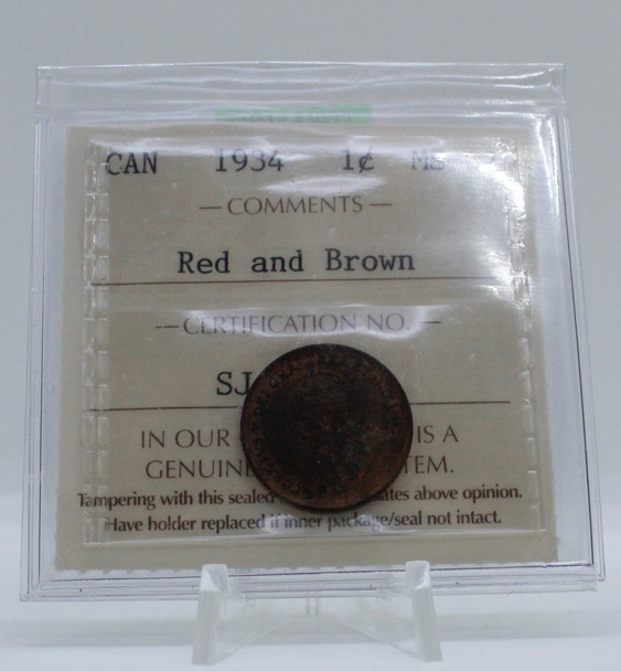 1934 CIRCULATION CANADIAN 1-CENT MS-62 RED AND BROWN