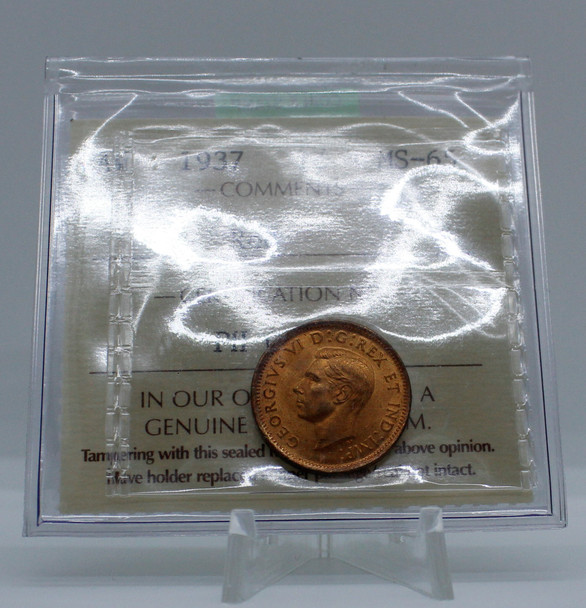 1937 CIRCULATION CANADIAN 1-CENT MS-65 RED