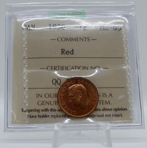 1950 CIRCULATION CANADIAN 1-CENT MS-65 RED