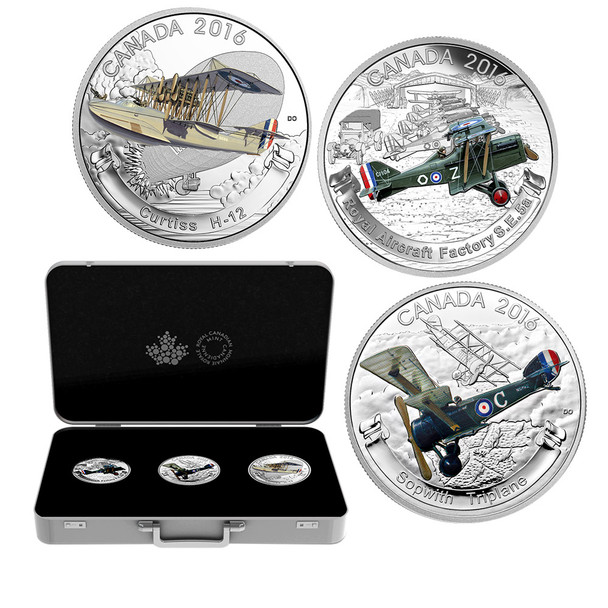 2016 $20 AIRCRAFT OF THE FIRST WORLD WAR SERIES 3-COIN SILVER SET