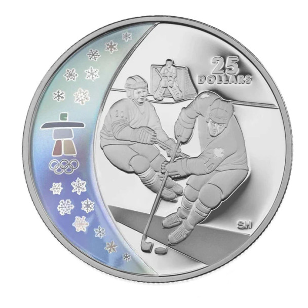 2007 $25 STERLING SILVER COIN - OLMYPIC GAMES: ICE HOCKEY