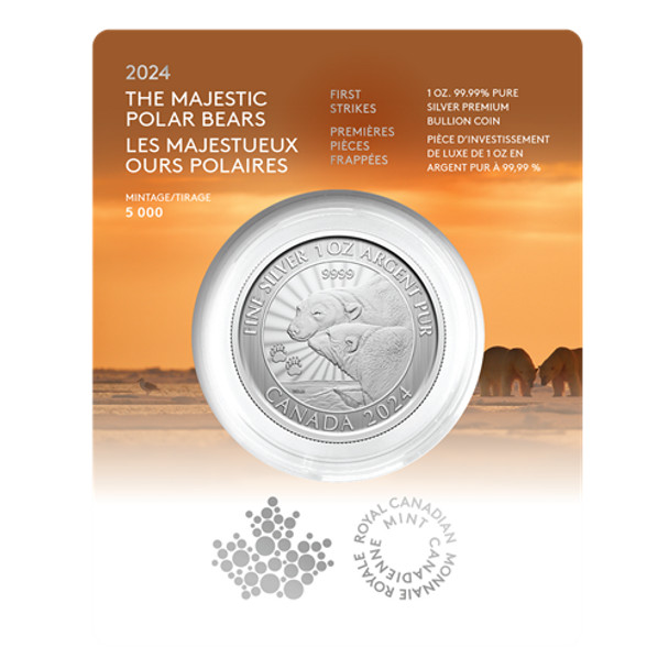 2024 1OZ PURE SILVER - FIRST STRIKE - THE MAJESTIC POLAR BEARS COIN