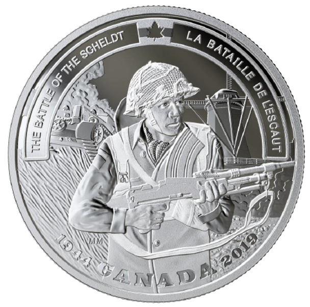 (SALE) 2019 $20 FINE SILVER COIN SECOND WORLD WAR: BATTLEFRONT SERIES THE BATTLE OF THE SCHELDT (NO SLEEVE, TONED) (SALE) 2019 $20 FINE SILVER COIN SECOND WORLD WAR: BATTLEFRONT SERIES THE BATTLE OF THE SCHELDT (NO SLEEVE, TONED)