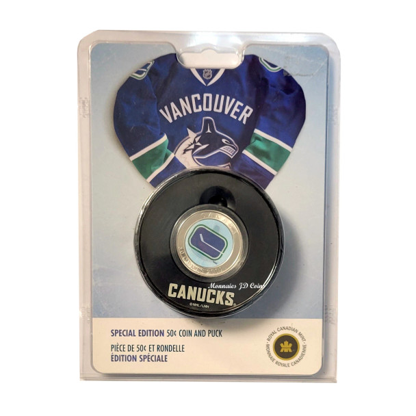 2008 50c VANCOUVER CANUCKS SPECIAL EDITION COIN AND PUCK