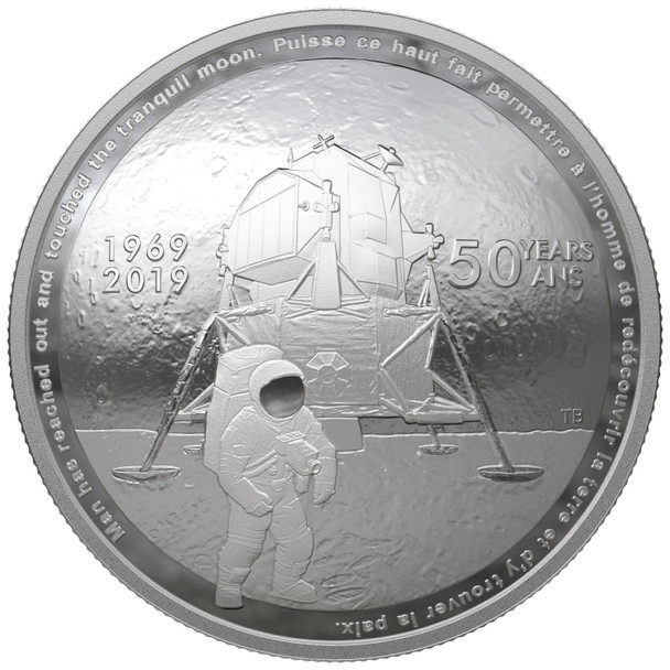 2019 $25 FINE SILVER COIN 50TH ANNIVERSARY OF THE APOLLO 11 MOON LANDING  2019 $25 FINE SILVER COIN 50TH ANNIVERSARY OF THE APOLLO 11 MOON LANDING