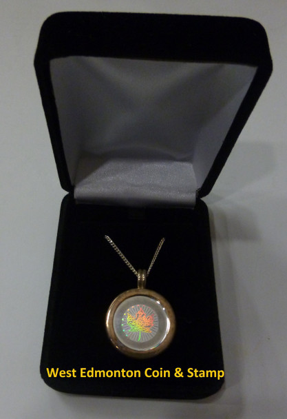 2003 $2 MAPLE LEAF HOLOGRAM NECKLACE COIN IS PURE SILVER 1/10 OF AN OUNCE