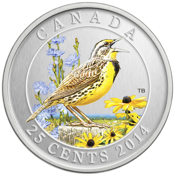 2014 25-CENT COLOURED COIN EASTERN MEADOWLARK