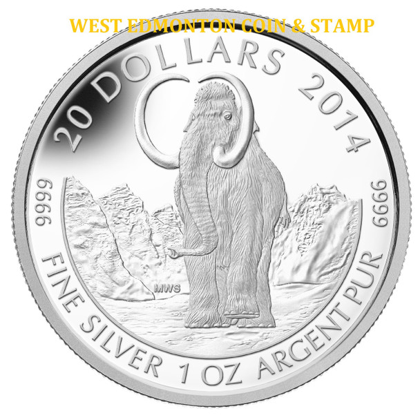 2014 $20 FINE SILVER COIN PREHISTORIC ANIMALS: THE WOOLLY MAMMOTH