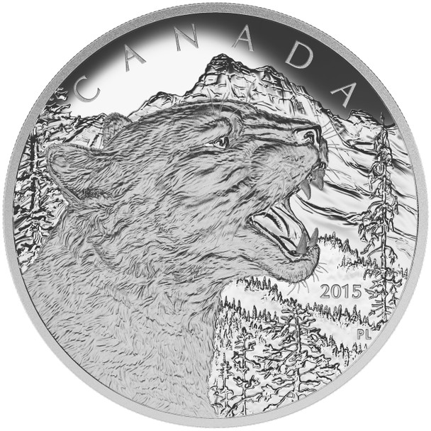 2015 $125 FINE SILVER COIN GROWLING COUGAR